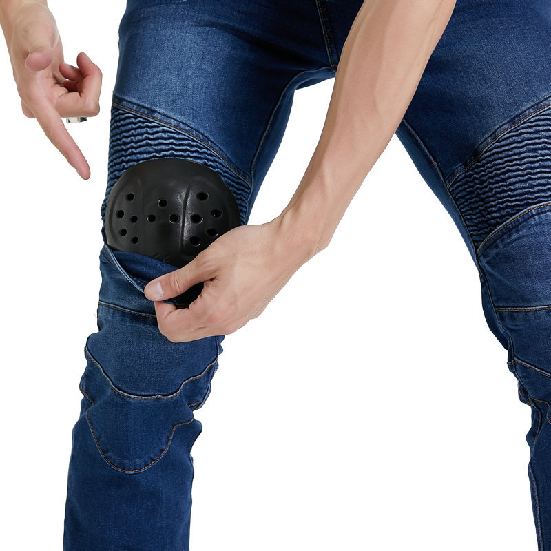 Motorcycle Gear Testing - Men Jeans Embroidery Motorcycle Pants Pantalon