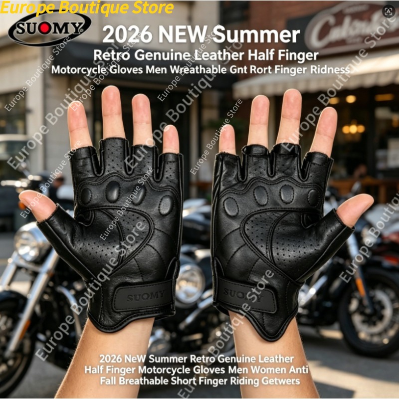 Motorcycle Gear Women - Half Finger Motorcycle Gloves Genuine Leather